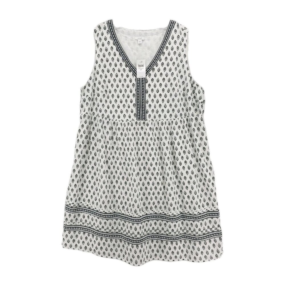 NWT J Jill Pure Jill Tiered Sleeveless Dress Black White Patterned Lined Size 2X